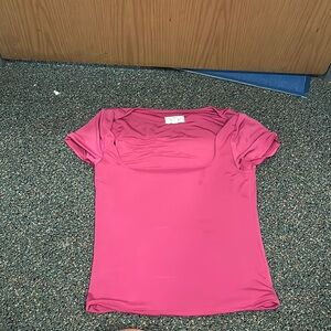 Pink square neck top